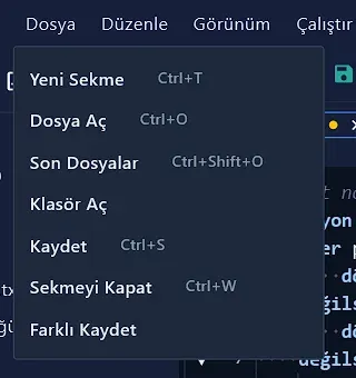 Dosya menüsü