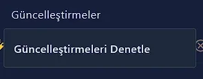 Güncelleştirmeler menüsü: Güncelleştirmeleri Denetle